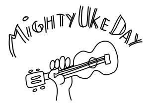 Mighty Uke Day logo inverted